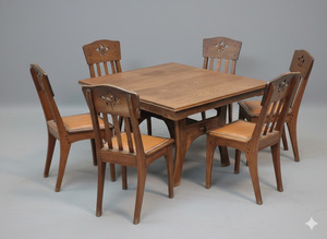 Léon JALLOT  table chaises art déco art nouveau 